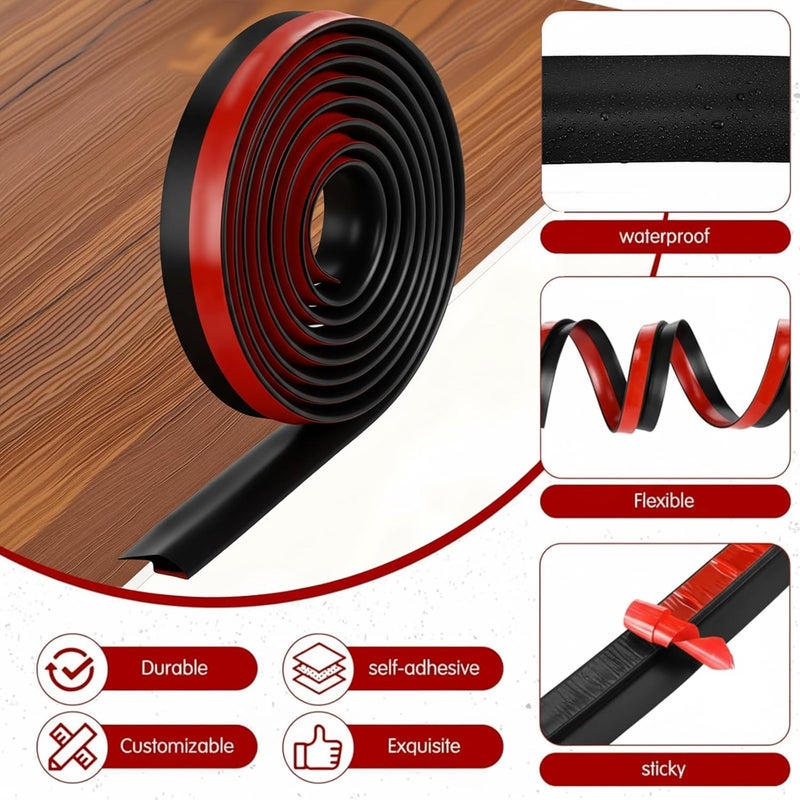Joyfolk 10ft Carpet Floor Transition Strips, Self-Adhesive Carpet to Tile Transition Edge Triings for Doors/Wood Floors, Coverage Height up to 5mm (Black) - Image 4